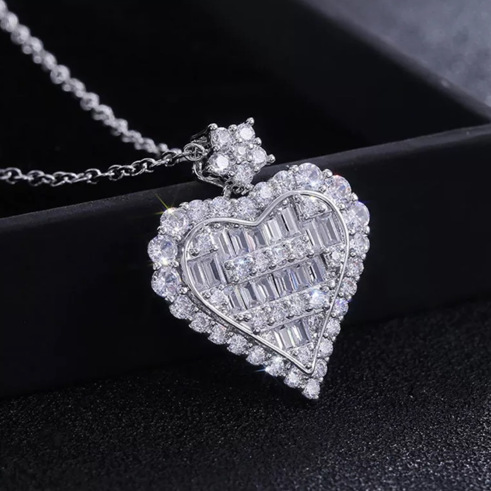 NEW 925 STERLING SILVER DIAMOND PENDANT NECKLACE - Picture 5 of 9